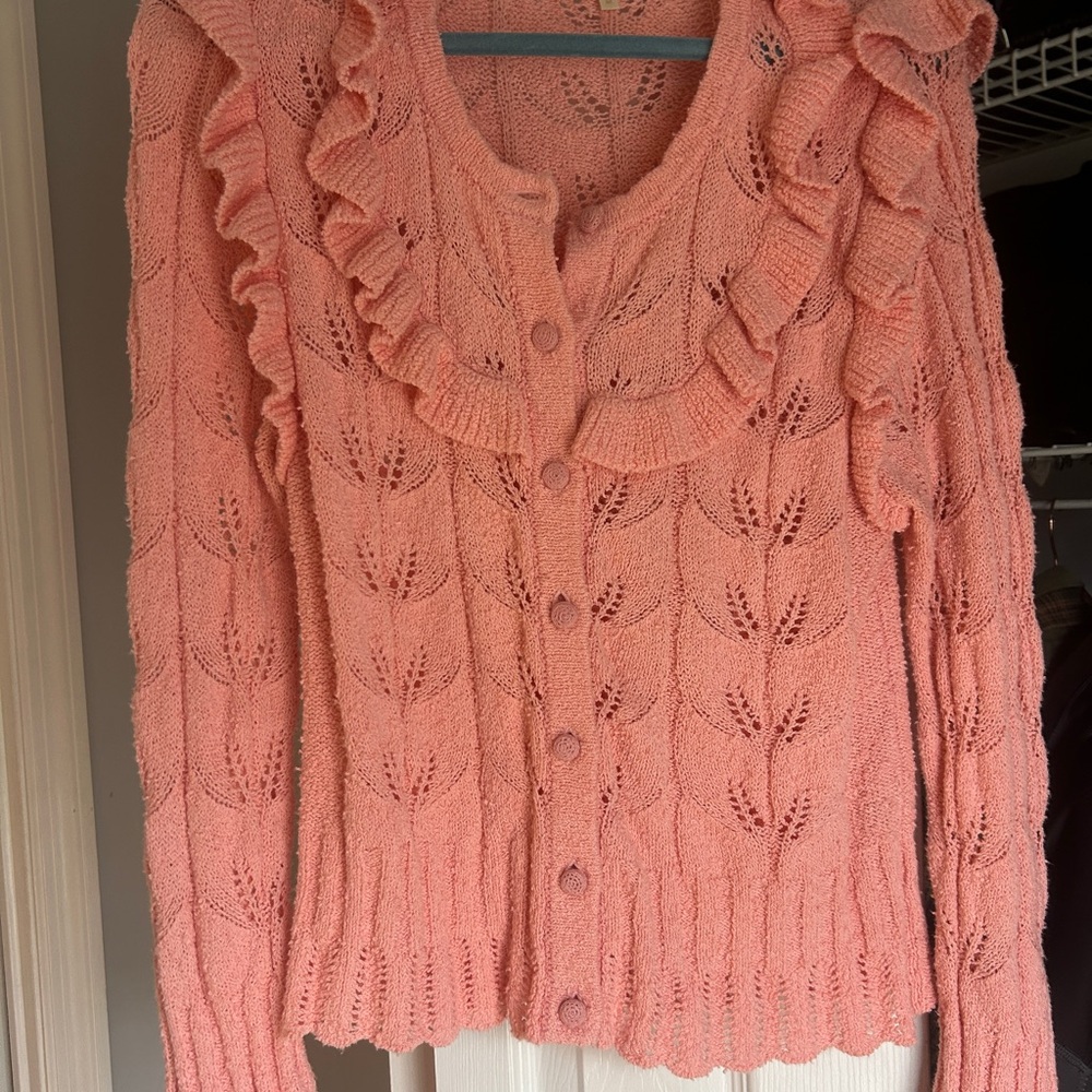 LoveShackFancy Pink Ruffled Cardigan - Picture 3 of 4